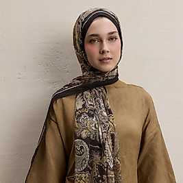 Freshscarfs Dark Bohemy Desen Krep İpek Şal