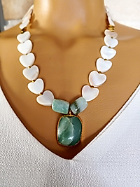 SEDEF VE YEŞİM TAŞI KOLYE