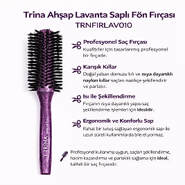 TRİNA LAVANTA SERİSİ AHŞAP SAPLI FÖN FIRÇASI (TRNFIRLAV010)