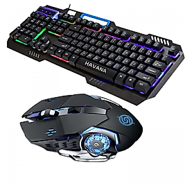 Havana RGB Oyun Klavyesi Renkli Mouse Set USB Kablolu LED Arkadan Aydınlatmalı Oyun Klavye Mekanik Hisli