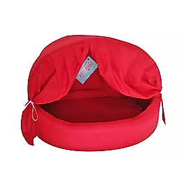 Petpretty Perdeli Kırmızı Kedi Yuvası (40 x 50 x 36 cm)