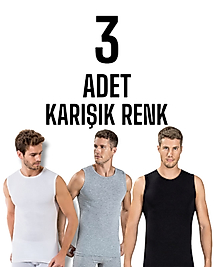 Gümüş Erkek Kolsuz Sıfır Yaka Atlet Karışık 3 Lü Paket