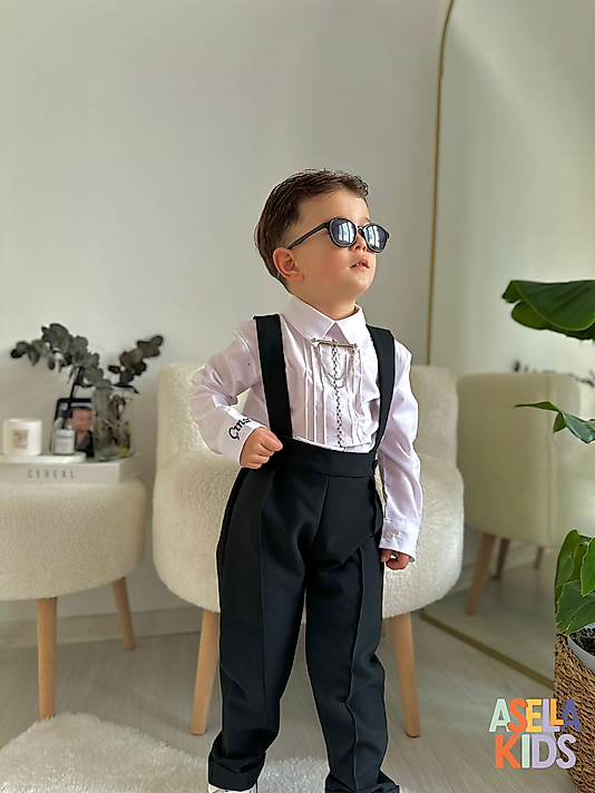 Erkek Çocuk Siyah Salopet Takım