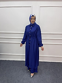 Çilek Kumaş Uzun Tunikli lacivert Takım