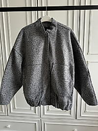 Gri Oversize Kaşe Bomber Ceket