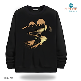 Motorcu Model Bisiklet Yaka Erkek kadın Slimfit Sweatshirt