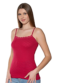 Gümüş 3080 Kadın Jakarlı İp Askı Atlet Bordo