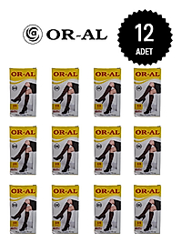 Oral Kadın Dizaltı Çorap 40 Denye Orta Kalın (Sarı Kutu) 500 Siyah Rengi 12'li Paket