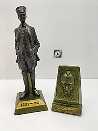 Mustafa Kemal Atatürk Heykeli + Atatürk Büst Hediyeli Set