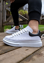 Sneaker Unisex Beyaz Siyah Alexander Mcqueen Kalın Taban Günlük Spor Yürüyüş Ayakkabı