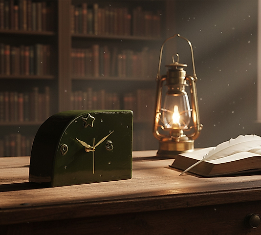 Yeşil Oval Kare Masa Saati MS039