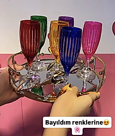 Altılı renkli el kesmesi kahve yanı kadehi