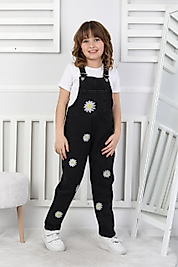 ÇİÇEK BASKILI KOT SALOPET %100 PAMUK