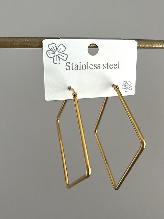 Çelik Orta Boy Dörtgen Küpe