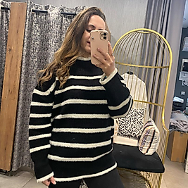 Standart beden Şeritli Kazak