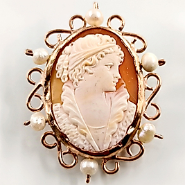 SHELL CAMEO GÜMÜŞ KOLYE