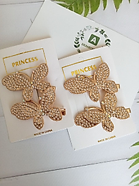 Kelebek Zikron Taşlı Gold 2li Kilips