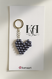 El Yapımı İnci Boncuklu Kalp Anahtarlık – Karra Art 10 Adet (Kartlı)