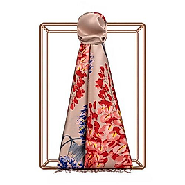 İPEKEVİ Fondöten Akasya Desenli İpek Şal