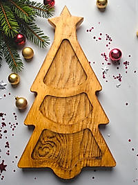 Çam Ağacı Sunumluk - Çerezlik - Sunum Tahtası - Sunumluk - Çam Ağaçlı Sunumluk - Yılbaşı Sunumluk