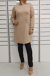 Premium Oysho Kumaş Nervür detaylı tunik - bej