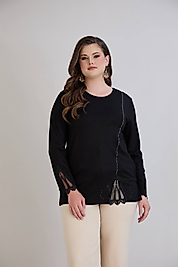 siyah dantel detaylı bluz