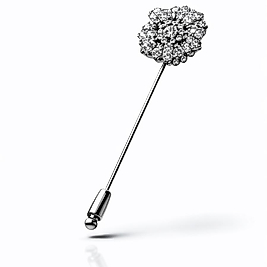 Zirkon Taşlı Çiçek Figür Yaka İğnesi Broş