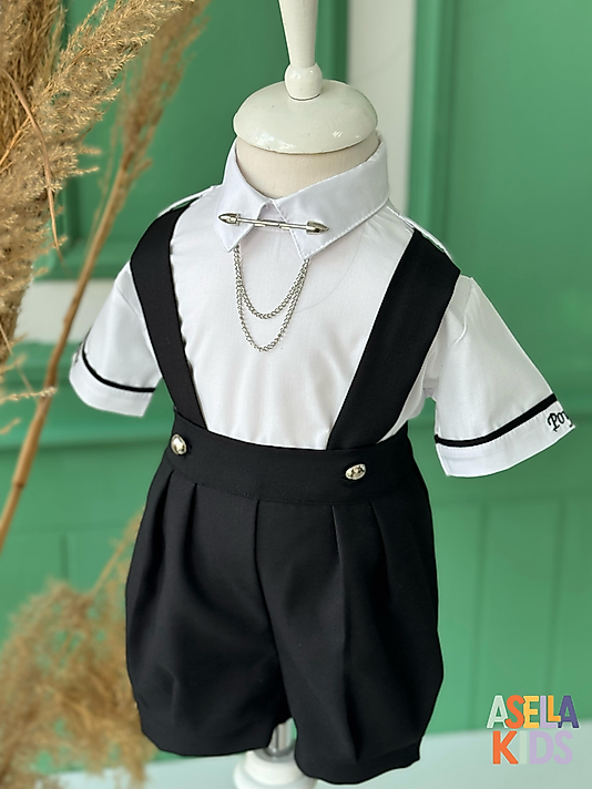 Erkek Çocuk Siyah Salopet Takım