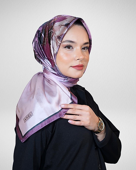 Dijital Kristal Eşarp Pastel Yaprak Desenli