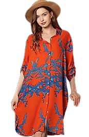 Desenli Elbise - TURUNCU