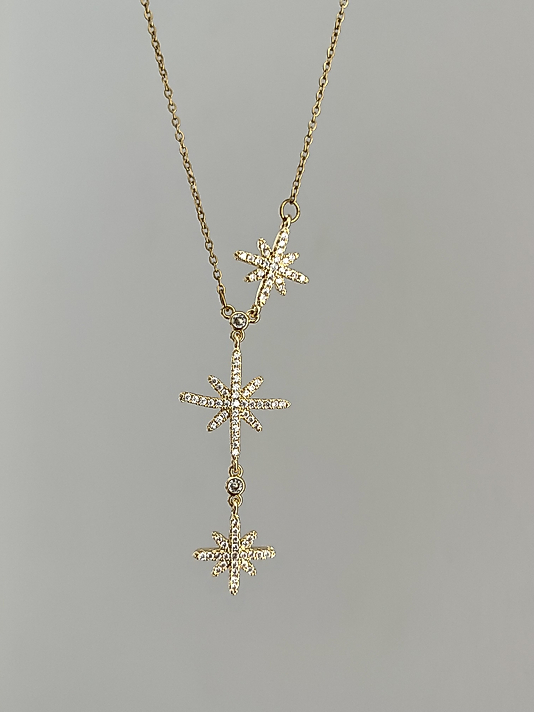 Çelik Gold Taşlı Kutup Yıldızı Y Kolye