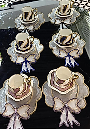 Renkli 6 lı fincan ve peçete takımı