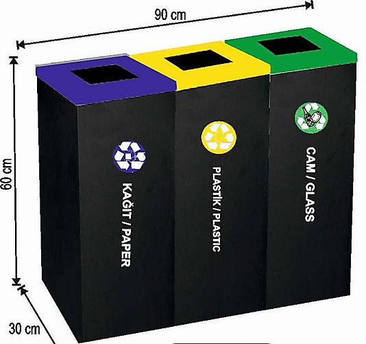 162 LT ÜÇLÜ GERİ DÖNÜŞÜM KOVASI BOYALI ( KDV DAHİL )