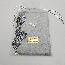 Gri Tül Keseli Kadife Set