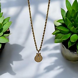 Gold Renk Kale Figürlü Tuğralı Çelik Kolye