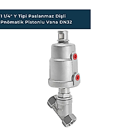 1 1/4" Y Tipi Paslanmaz Dişli Pnömatik Pistonlu Vana DN32