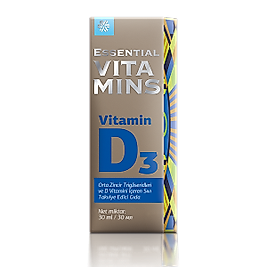 Essential Vitamins Vitamin D3 / Orta Zincir Trigliseridleri ve D Vitamini İçeren Sıvı Takviye Edici Gıda