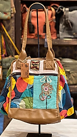 Old Cotton Kaliteli Organik Vintage Büyük Desenli Kadın Omuz Çantası Sancarlos bag 8145 XL