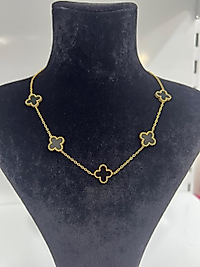 Siyah yonca model çelik kolye