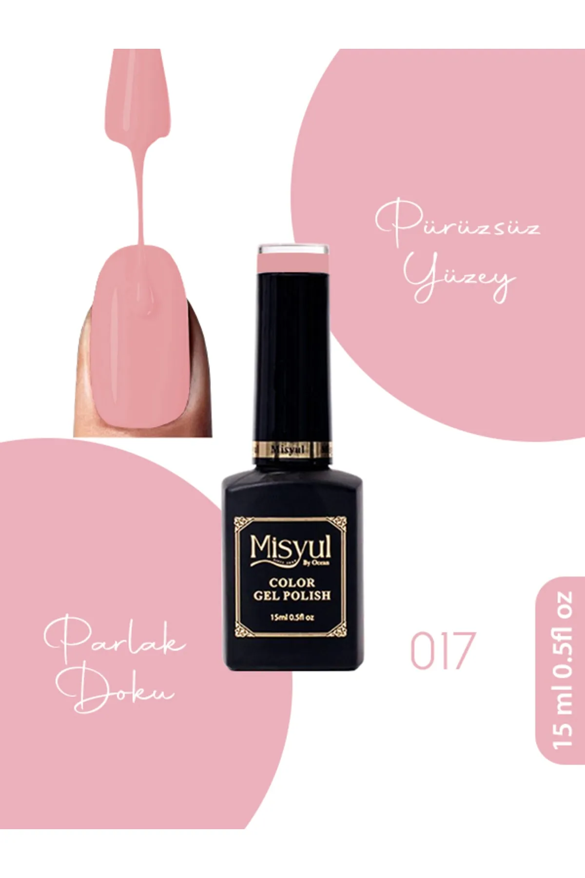 Misyul Kalıcı Oje 017, UV Led Kalıcı Oje Nail Art 15ml