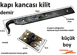 KÜÇÜK BOY KAPI KİLİDİ ZERZE NOSTAJİ ESKİLERDEN KANCALI KİLİT DEMİR KALIN EMNİYET KİLİDİR