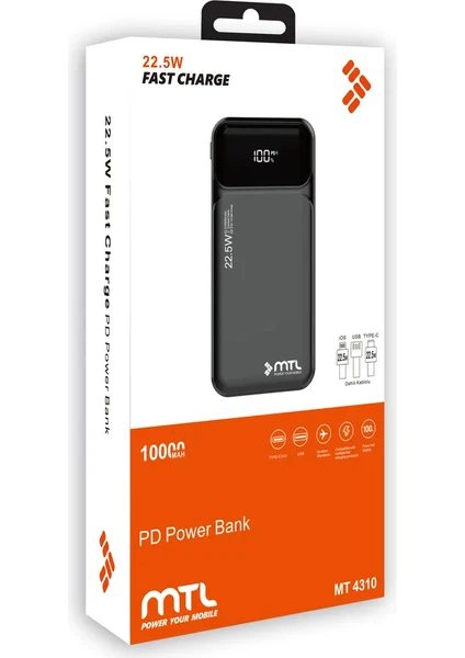 MTL 10.000 mAh 22,5W Kablolu Powerbank MT4310