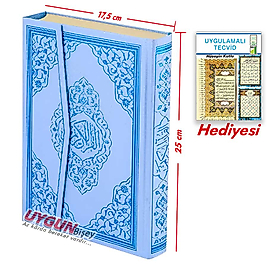Orta Boy Mavi Renkli Gül Desenli Ayfa Kur’an-ı Kerim