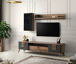 Tv Ünitesi takımı, %100 MDF , antrasit-ceviz ( DEMONTE GÖNDERILECEKTIR)