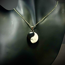 Obsidyen-Havlit Taşı Yin Yang Çelik Kolye