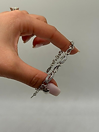 XUPİNG Zirkon Detaylı Oval Halkalı VIP Çelik Bileklik – Gümüş Renk