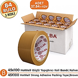 Elba 1 KOLİ (84 ADET) 45x100 Taba (Kahverengi) HotMelt Koli Bandı Güçlü Yapışkan