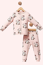 Kız Çocuk Pijama Takımı – Ayıcık Desenli 2’li Set (2-5 Yaş)