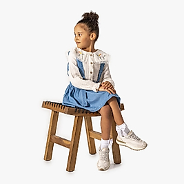 Kız Çocuk 5-8 Yaş Müslin Gömlekli Askılı Etekli Takım