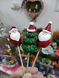 Himi Pasta Süsleri 3'lü Noel Yılbaşı Kardan Adam Maket Kürdanlı Cupcake Pasta Süsü Doğum Günü Süsleri Kürdan Süsü